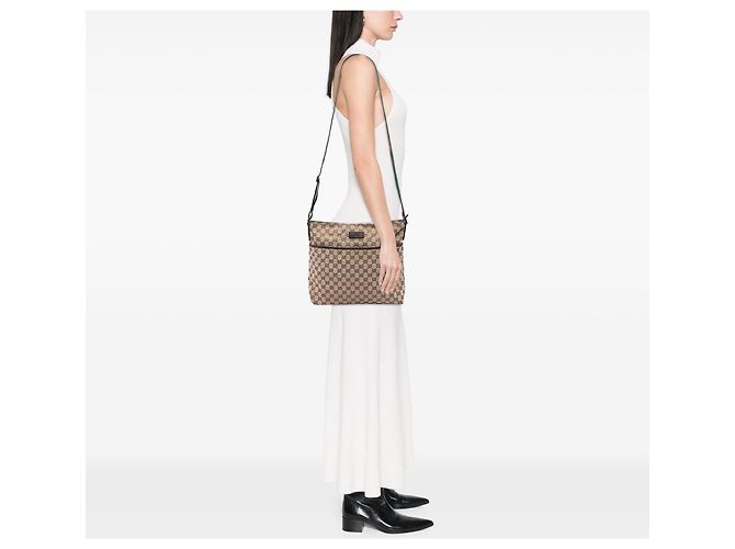 Gucci Beige GG Canvas Web Crossbody - vista 6