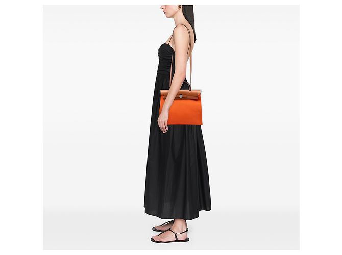Hermès Orange Toile Herbag Zip 31 - vista 5