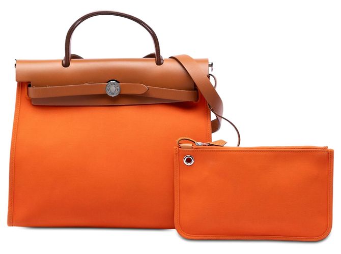 Hermès Orange Toile Herbag Zip 31 - vista 6