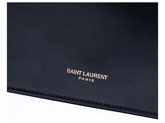 Bolsa transversal Saint Laurent em couro liso preto - vista 5