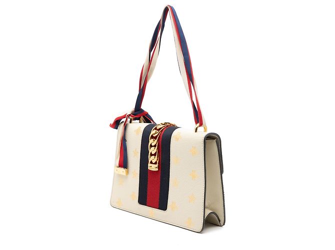 Borsa Gucci White Small Calfkin Bee Star Sylvie Bianco Crudo - vista 2
