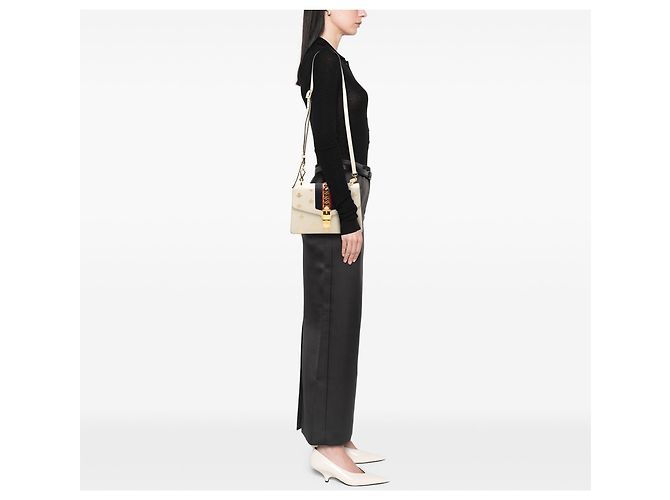 Borsa Gucci White Small Calfkin Bee Star Sylvie Bianco Crudo - vista 7