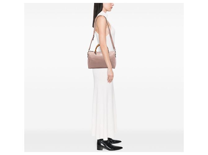 Bolso Boston Gucci Brown Medium Calfskin Bamboo Shopper Castaño Carne - vista 6