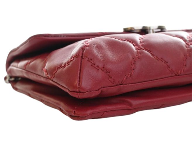 Chanel Red CC Quilted Calfskin Double Stitch Hamptons Flap Rosso - vista 10