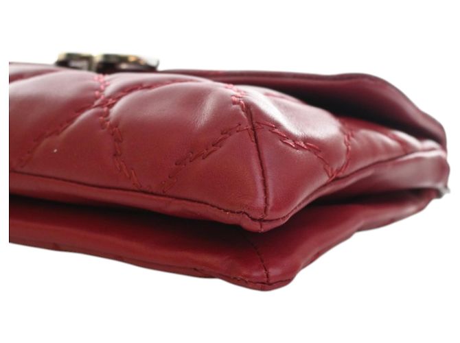 Chanel Red CC Quilted Calfskin Double Stitch Hamptons Flap Rosso - vista 11