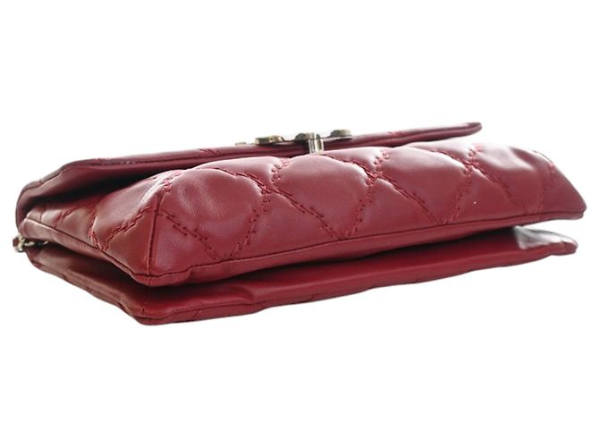Chanel Red CC Quilted Calfskin Double Stitch Hamptons Flap Rosso - vista 12