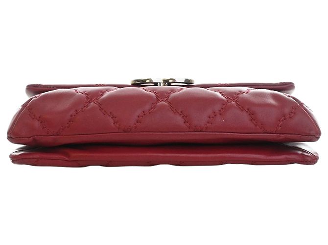 Chanel Red CC Quilted Calfskin Double Stitch Hamptons Flap Rosso - vista 5