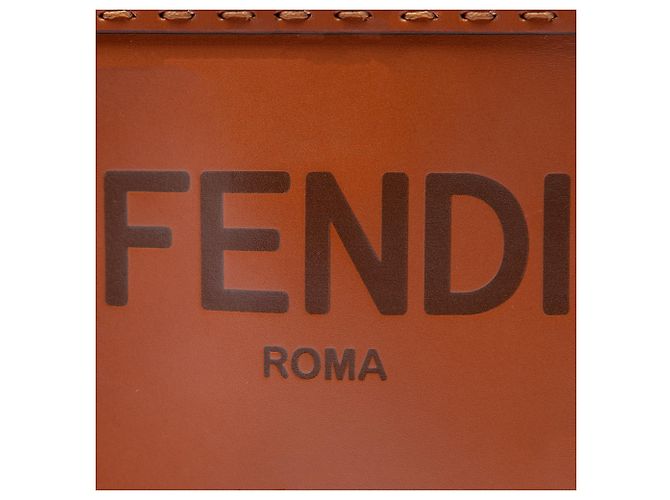 Fendi Borsa Tote Mini in Pelle Marrone Sunshine - vista 5