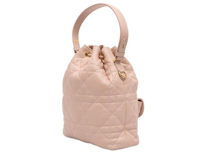 Borsa a secchiello Macrocannage Caro in agnello marrone Small di Dior Carne - vista 2