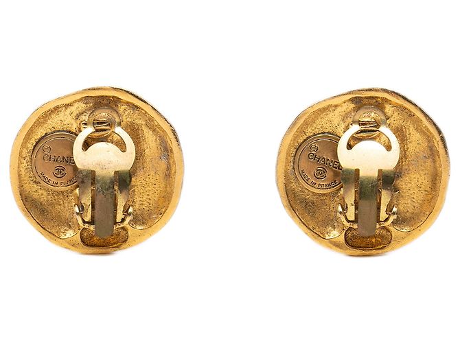Orecchini Chanel Gold Gold Plated Logo Round Clip On D'oro - vista 2