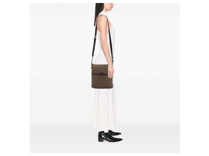 Fendi Beige Zucchino Canvas Crossbody - vista 6