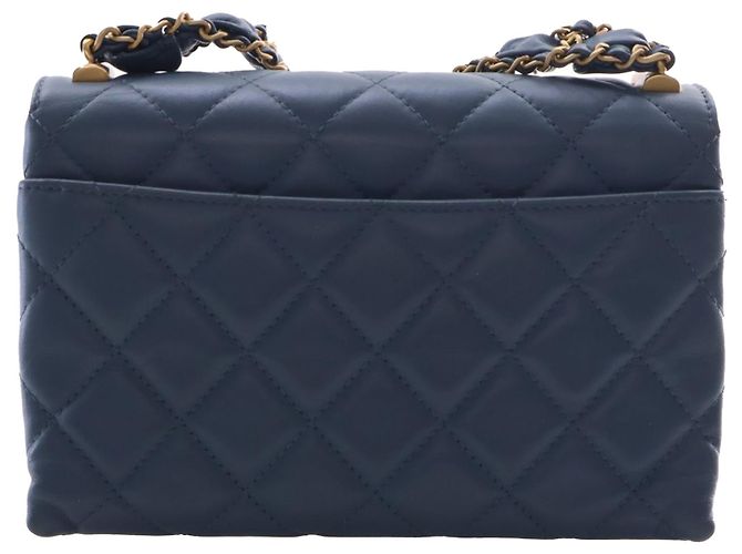 Chanel Blue Medium Quilted Calfskin 19 Flap Blu scuro - vista 4
