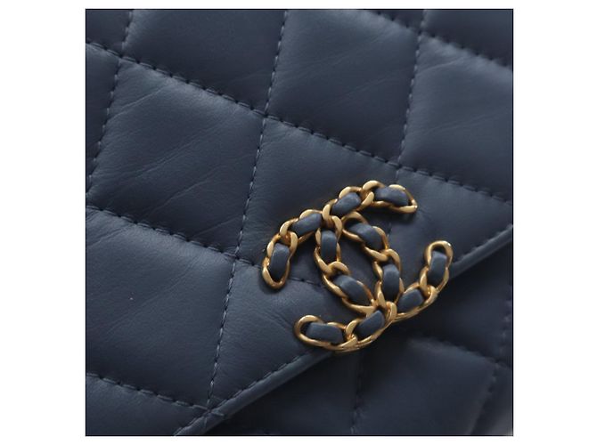Chanel Blue Medium Quilted Calfskin 19 Flap Blu scuro - vista 9