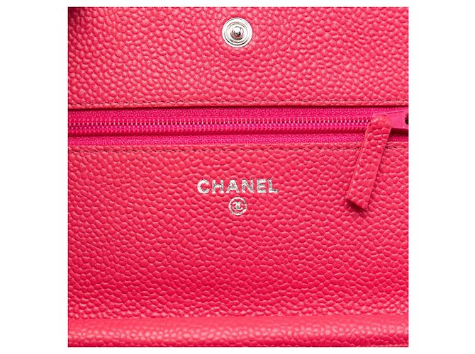 Wallet On Chain Portafoglio con Catena Chanel Pink Caviar Bicolor CC Rosa - vista 5