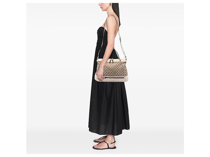 Borsa Gucci Beige GG Canvas Web Mayfair - vista 6