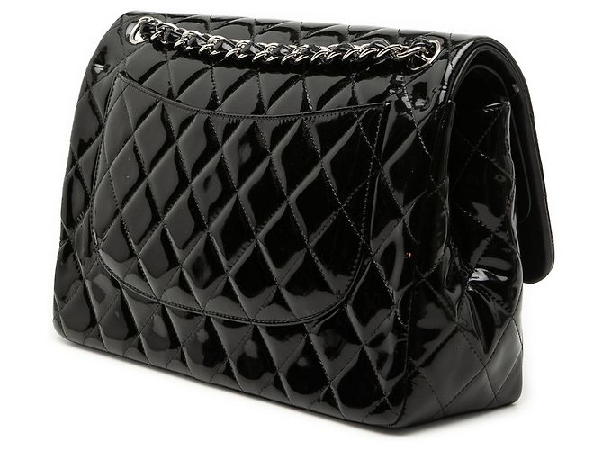 Chanel Black Jumbo Classic Patent Double Flap Nero - vista 2