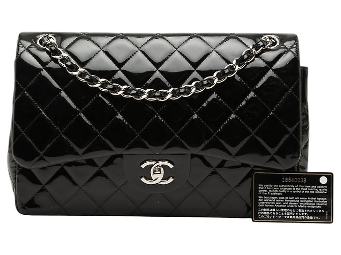 Chanel Black Jumbo Classic Patent Double Flap Nero - vista 8