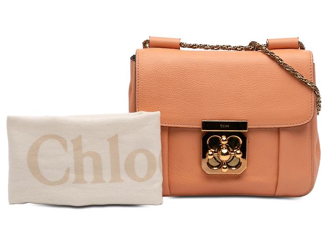 Chloé Elsie Crossbody in pelle arancione, piccola Pesca - vista 7