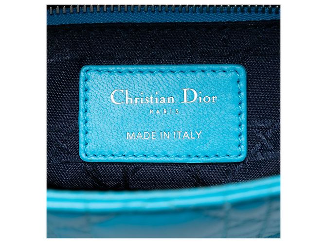 Lady Dior Mini aus blauem Lambskin Cannage - Ansicht 5