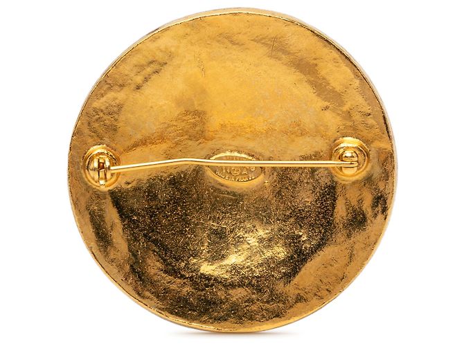Spilla rotonda Chanel Gold CC placcata oro D'oro - vista 2