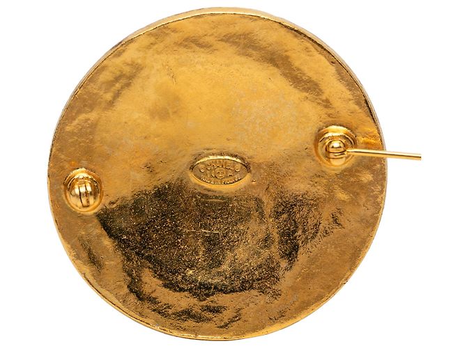 Spilla rotonda Chanel Gold CC placcata oro D'oro - vista 3