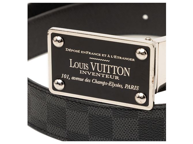 Cinturón reversible Louis Vuitton Inventeur en Damier Graphite negro - vista 4