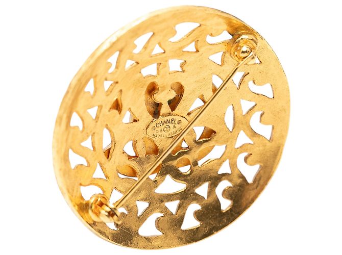 Chanel Gold CC Medaillon runde Brosche vergoldet Golden - Ansicht 3