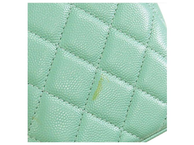 Vanity Case Chanel Green Small CC Caviar con Manico e Catena Verde Verde chiaro - vista 10