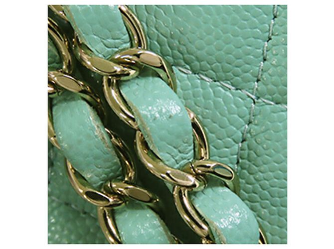Vanity Case Chanel Green Small CC Caviar con Manico e Catena Verde Verde chiaro - vista 11
