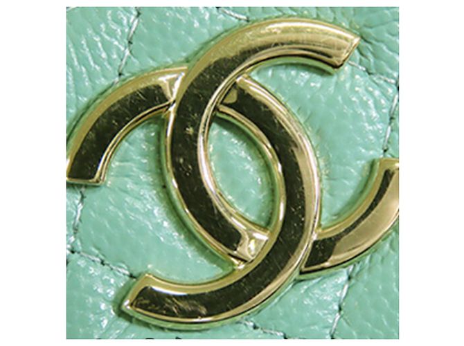 Vanity Case Chanel Green Small CC Caviar con Manico e Catena Verde Verde chiaro - vista 7