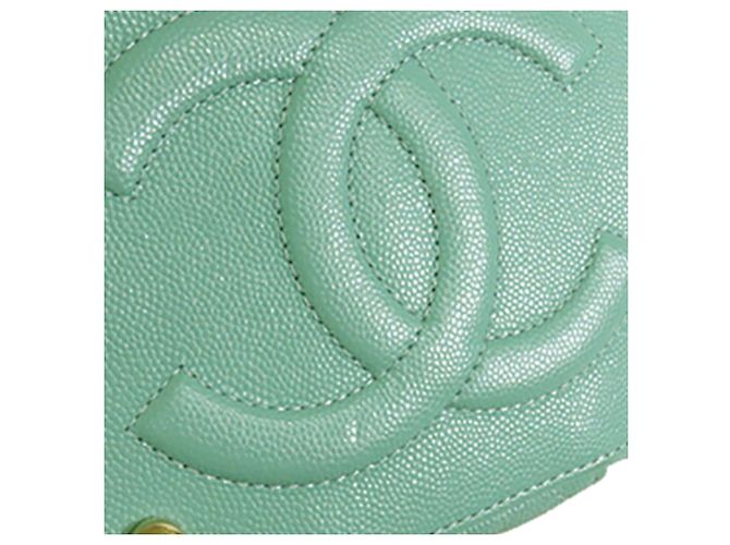 Vanity Case Chanel Green Small CC Caviar con Manico e Catena Verde Verde chiaro - vista 8