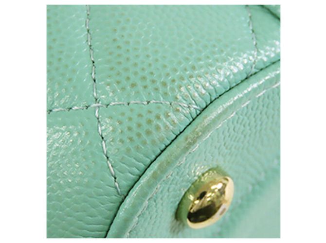 Vanity Case Chanel Green Small CC Caviar con Manico e Catena Verde Verde chiaro - vista 9