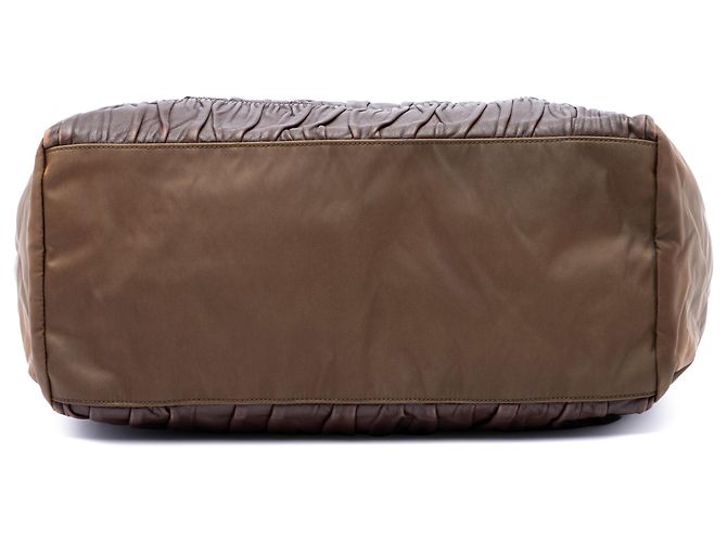 Tote in nappa goffrata e tessuto marrone Prada Marrone scuro - vista 3