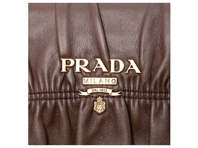 Tote in nappa goffrata e tessuto marrone Prada Marrone scuro - vista 5