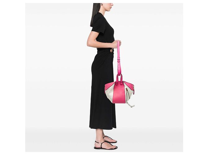 Borsa Hammock LOEWE Pink Small Bicolor in pelle di vitello Rosa - vista 7