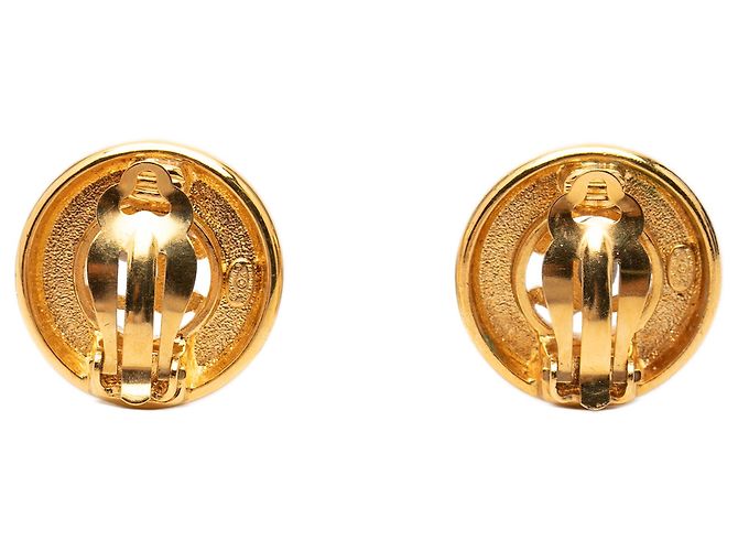 Orecchini Chanel Gold CC tondi placcati oro con clip D'oro - vista 2