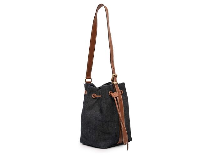Borsa bucket Miu Miu in denim blu con logo Blu navy - vista 2