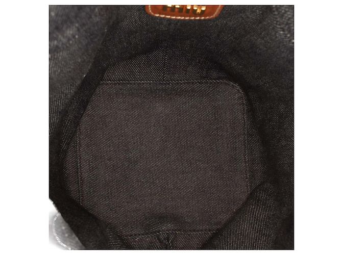 Borsa bucket Miu Miu in denim blu con logo Blu navy - vista 4
