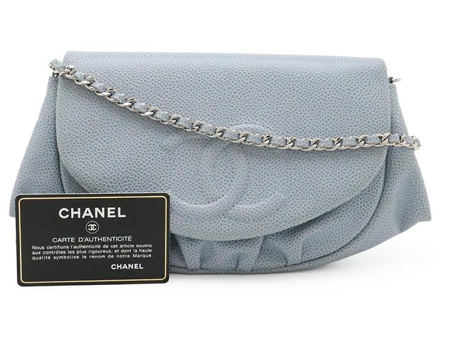 Borsa a tracolla con catena portafoglio Chanel Half Moon Coco Mark Blu chiaro - vista 10