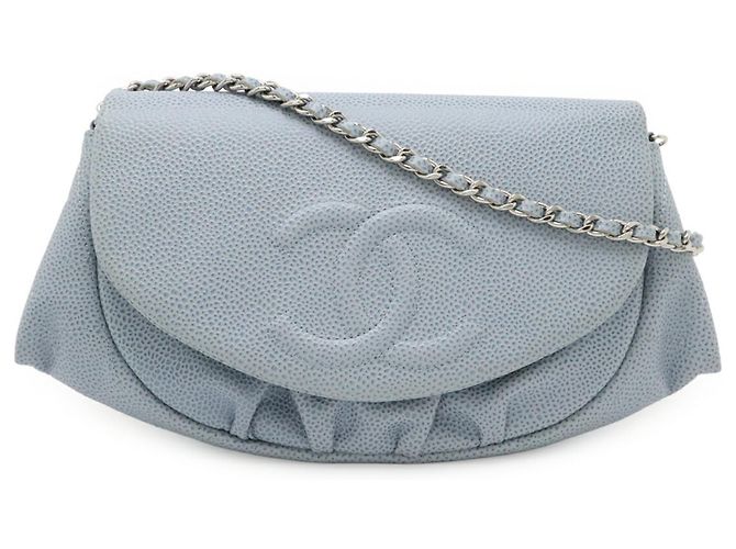 Borsa a tracolla con catena portafoglio Chanel Half Moon Coco Mark Blu chiaro - vista 2