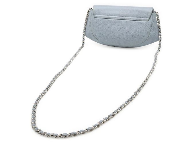 Borsa a tracolla con catena portafoglio Chanel Half Moon Coco Mark Blu chiaro - vista 3