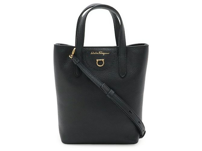 Gancini Borsa a mano in pelle nera Salvatore Ferragamo Nero - vista 2