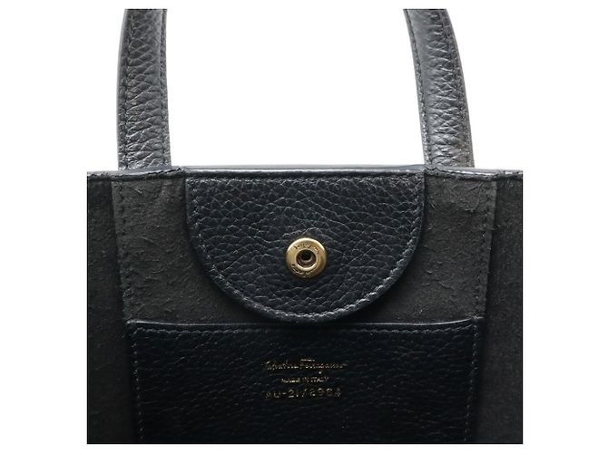 Gancini Borsa a mano in pelle nera Salvatore Ferragamo Nero - vista 9