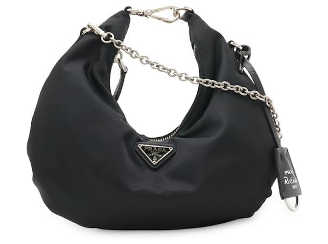 Prada Triangle Chain Schultertasche Schwarz - Ansicht 2
