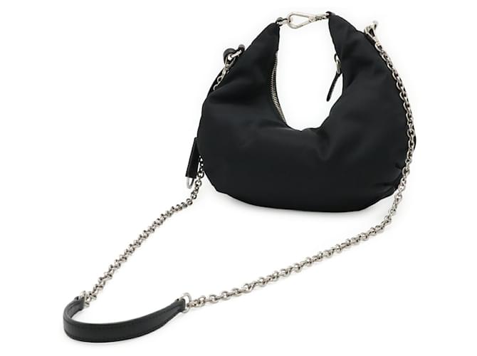 Prada Triangle Chain Schultertasche Schwarz - Ansicht 3