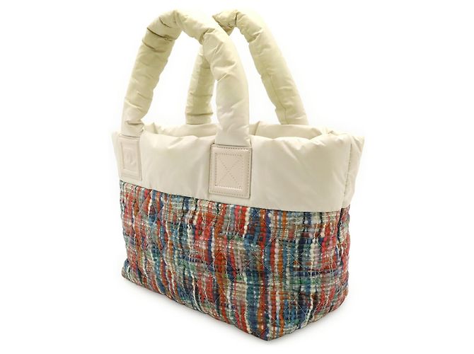 Borsa Tote Chanel Coco Cocoon Small Bianco Multicolore Arancione - vista 3