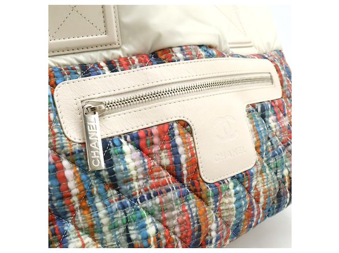 Borsa Tote Chanel Coco Cocoon Small Bianco Multicolore Arancione - vista 9