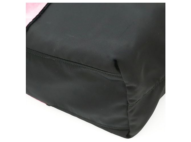 Borsa Tote Prada Velour Belt Motif Nero Rosa - vista 4