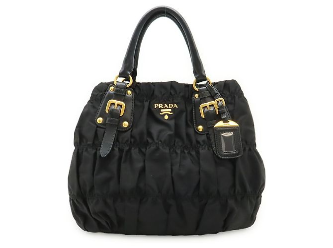Borsa Tote Prada Tessuto Gathered Nero - vista 2