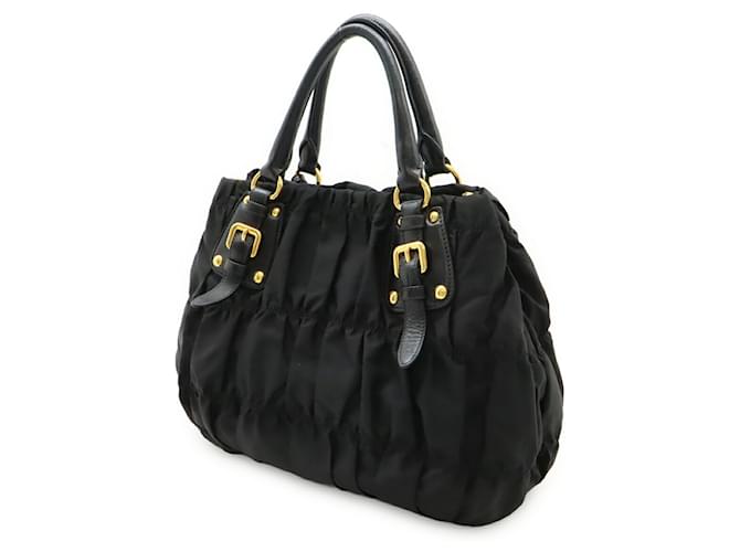 Borsa Tote Prada Tessuto Gathered Nero - vista 3